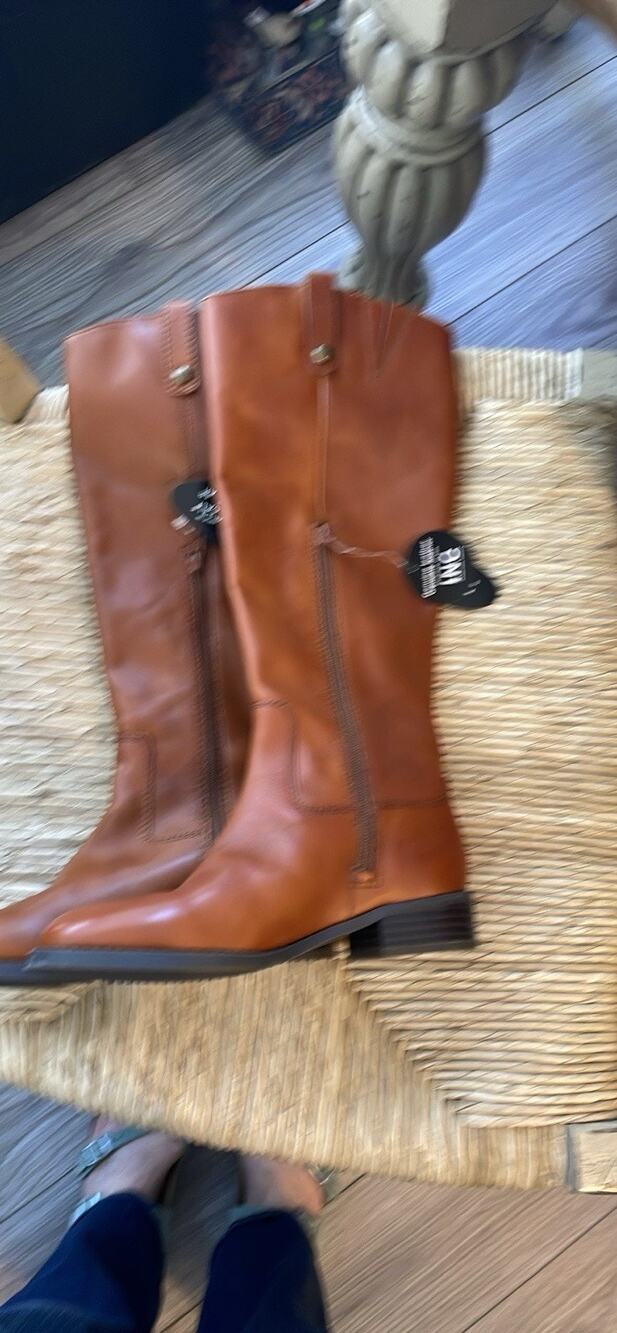 Women’s I.N.C. International Concepts Fawne Cognac Leather Riding Boots $149